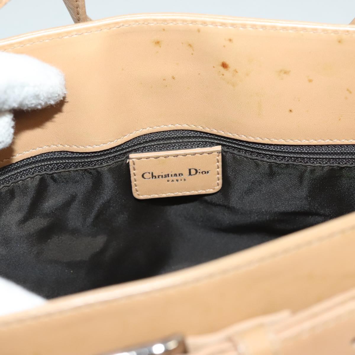 Christian Dior Trotter Canvas Hand Bag Brown Gold Auth 130976