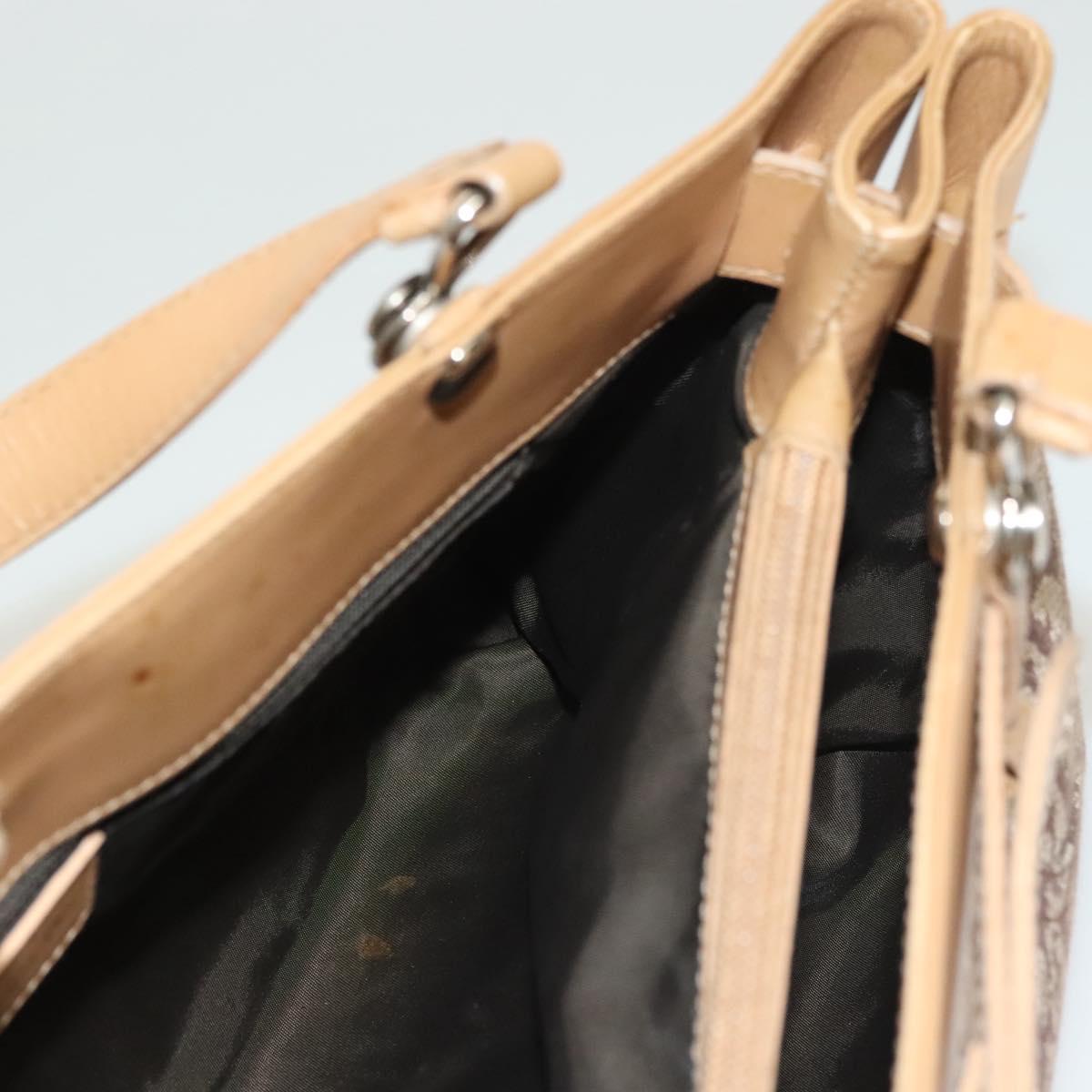 Christian Dior Trotter Canvas Hand Bag Brown Gold Auth 130976