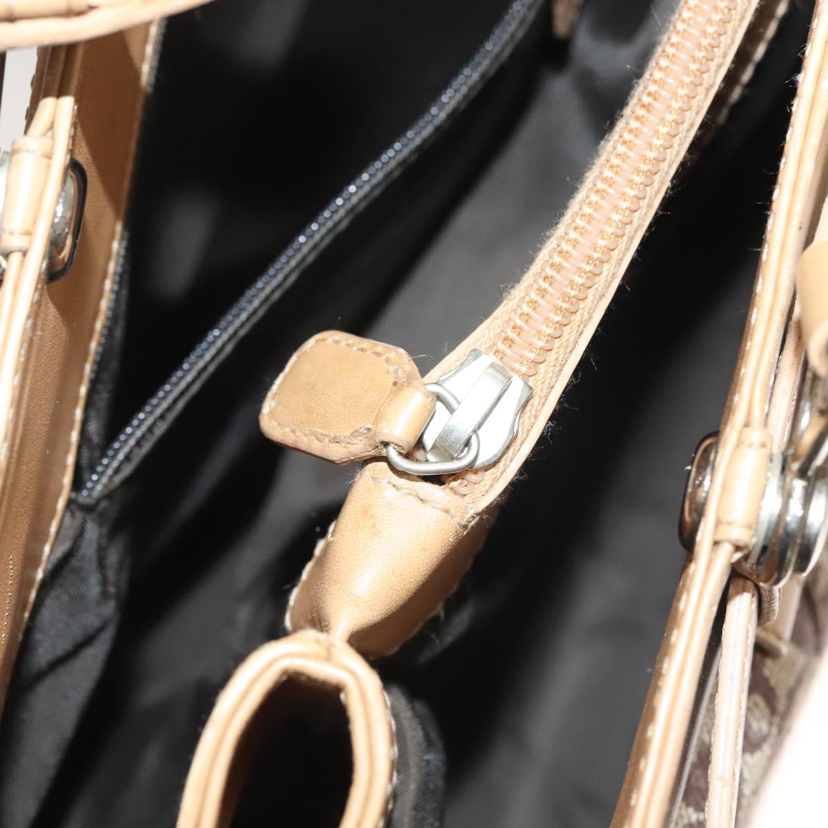 Christian Dior Trotter Canvas Hand Bag Brown Gold Auth 130976