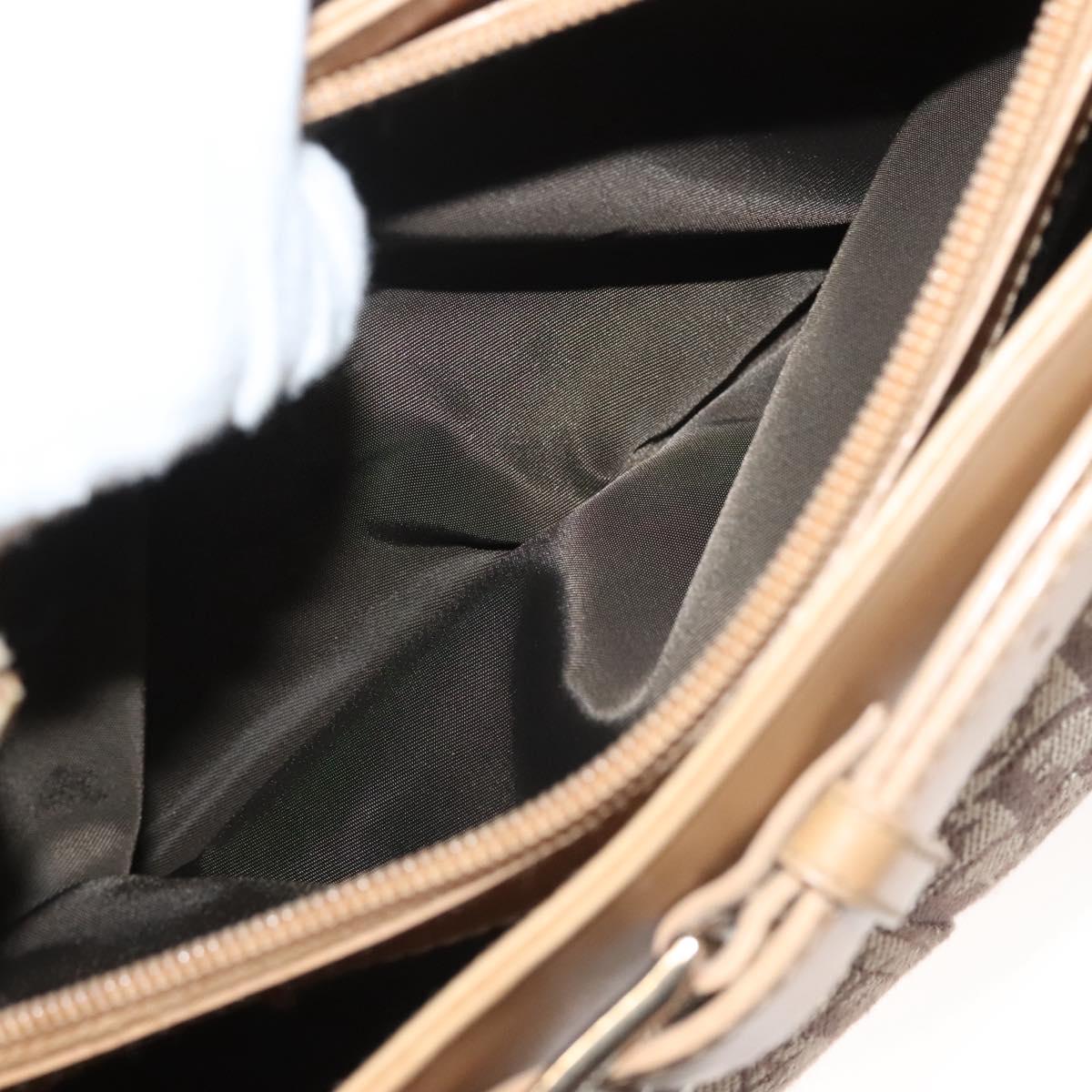 Christian Dior Trotter Canvas Hand Bag Brown Gold Auth 130976