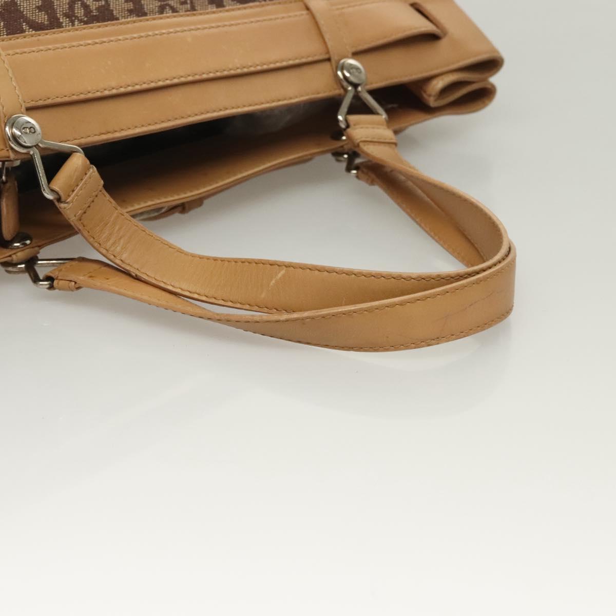 Christian Dior Trotter Canvas Hand Bag Brown Gold Auth 130976