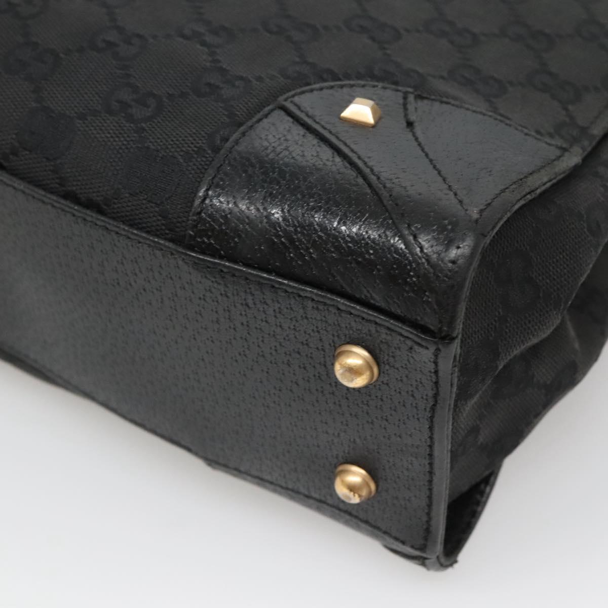 GUCCI GG Canvas Hand Bag Black Gold 120895 Auth 130978