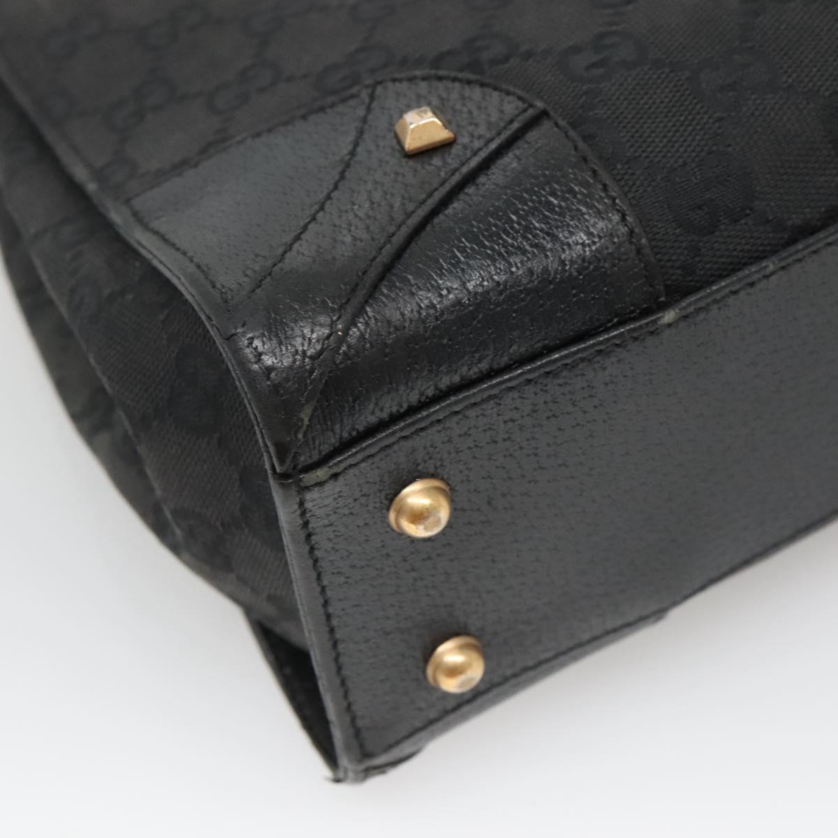 GUCCI GG Canvas Hand Bag Black Gold 120895 Auth 130978
