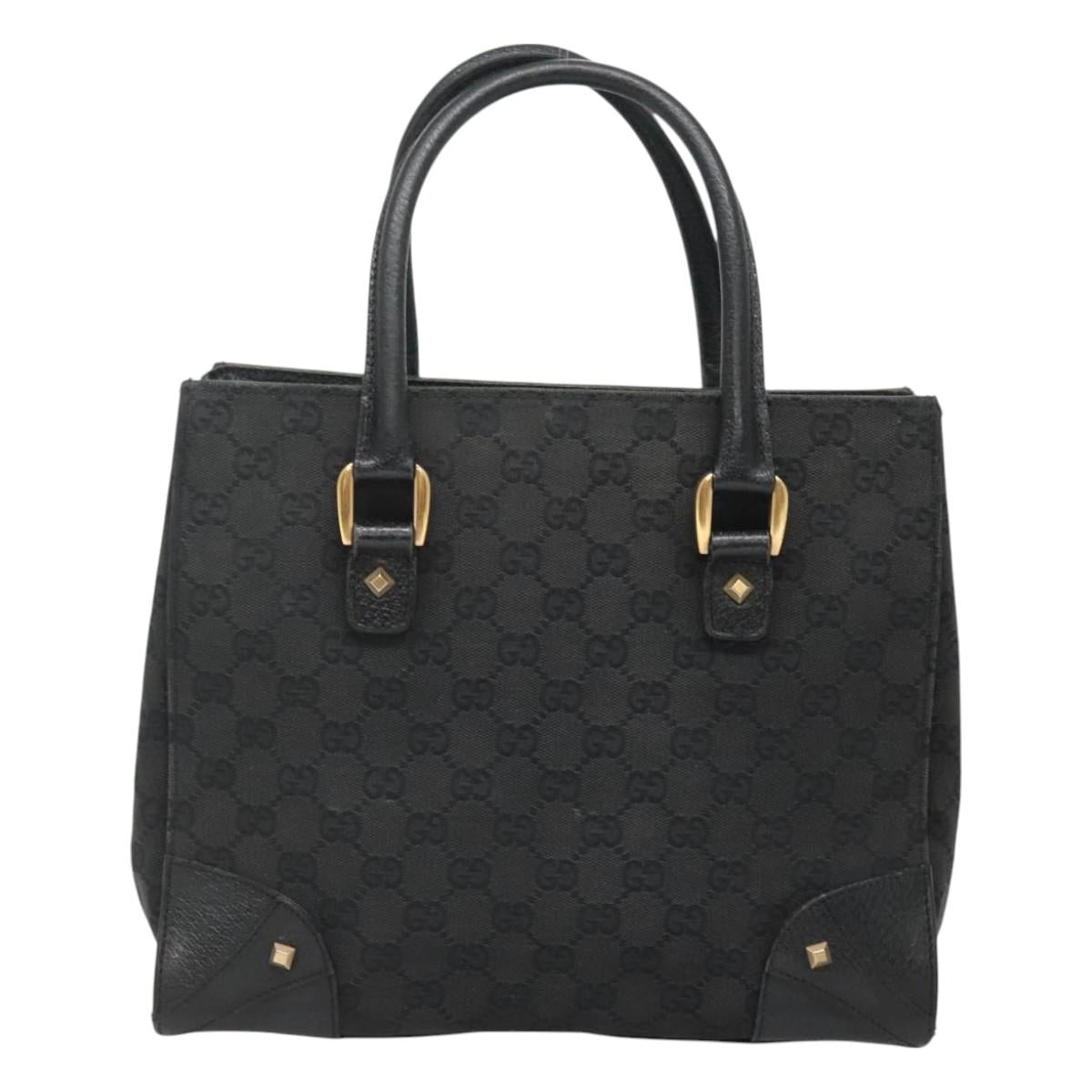 GUCCI GG Canvas Hand Bag Black Gold 120895 Auth 130978
