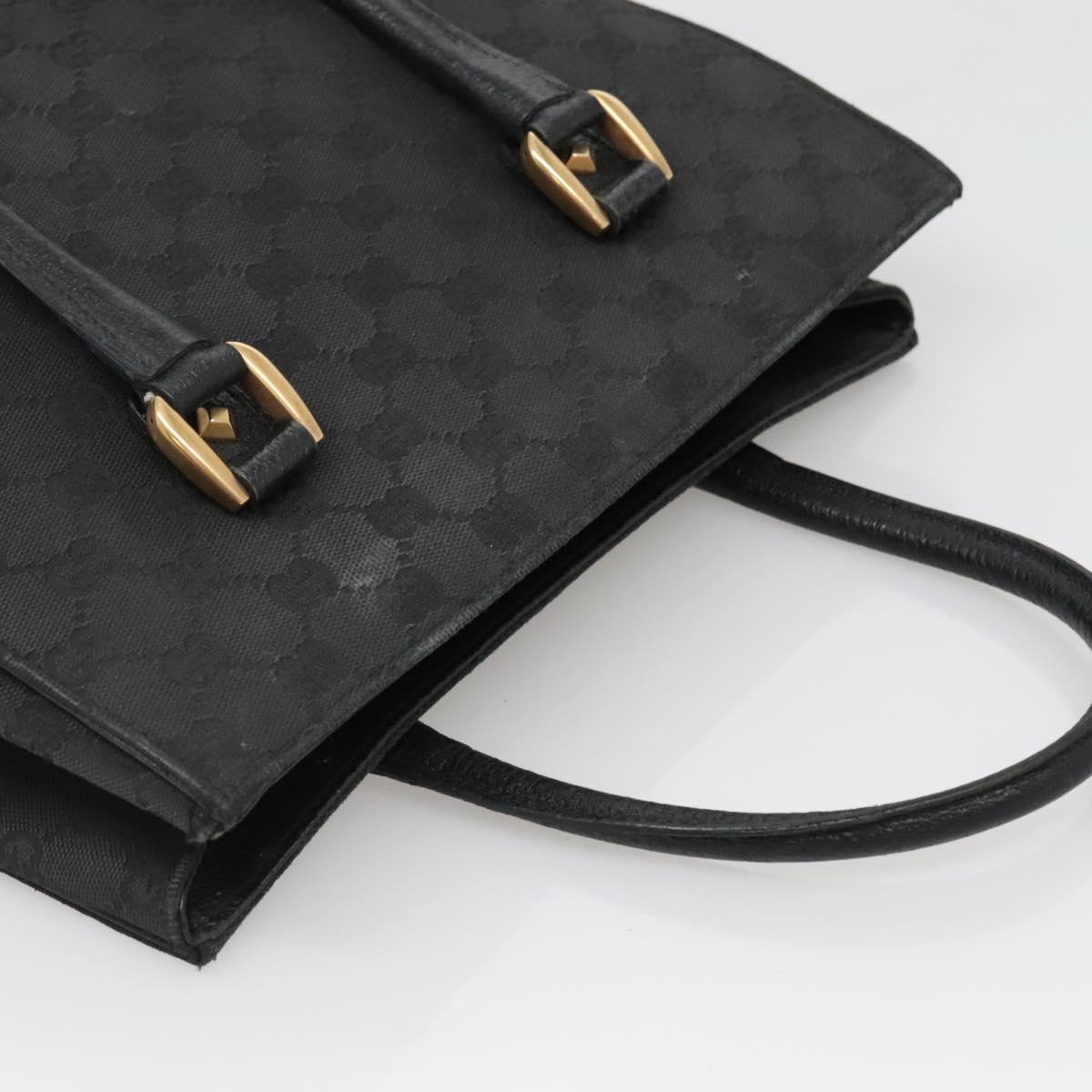 GUCCI GG Canvas Hand Bag Black Gold 120895 Auth 130978