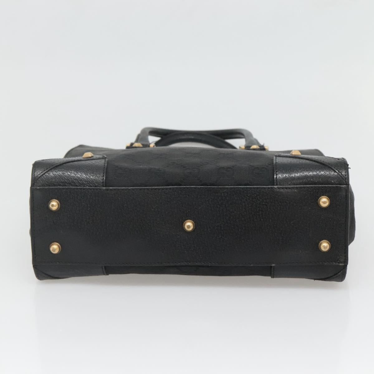 GUCCI GG Canvas Hand Bag Black Gold 120895 Auth 130978