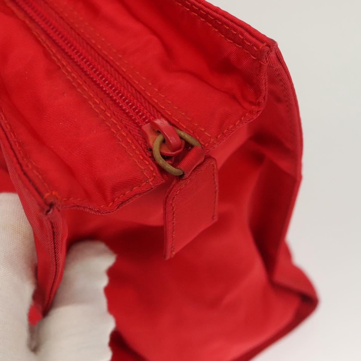 PRADA Hand Bag nylon metal Red Gold Auth 130992