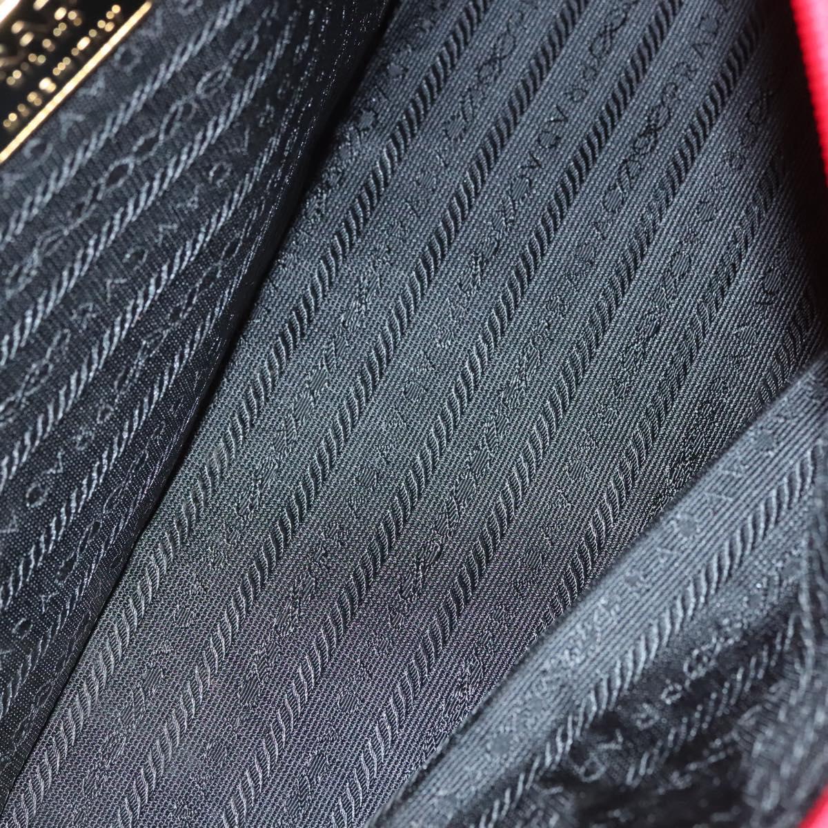 PRADA Hand Bag nylon metal Red Gold Auth 130992