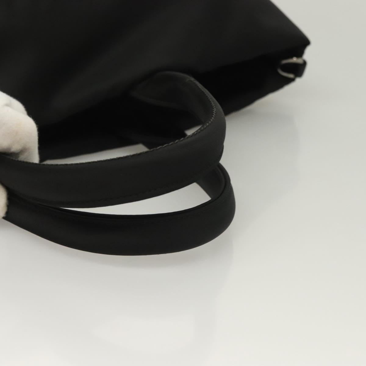 PRADA Hand Bag Nylon Black Silver Auth 130993