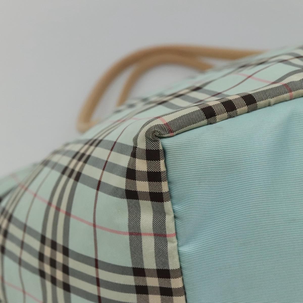 BURBERRY Nova Check Blue Label Tote Bag Nylon Light Blue Auth 130996