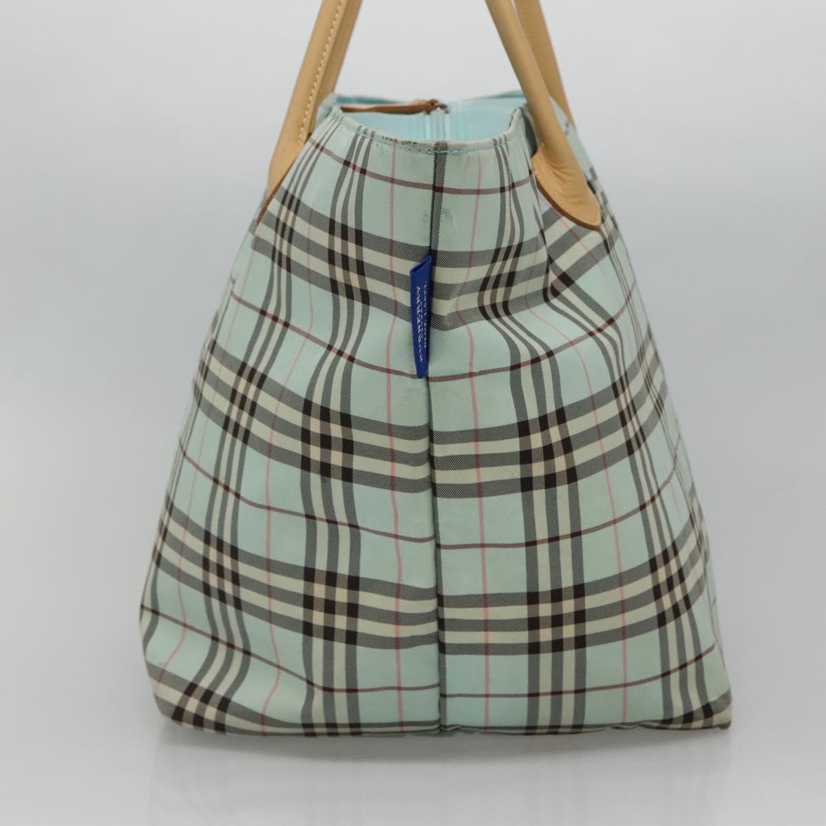 BURBERRY Nova Check Blue Label Tote Bag Nylon Light Blue Auth 130996