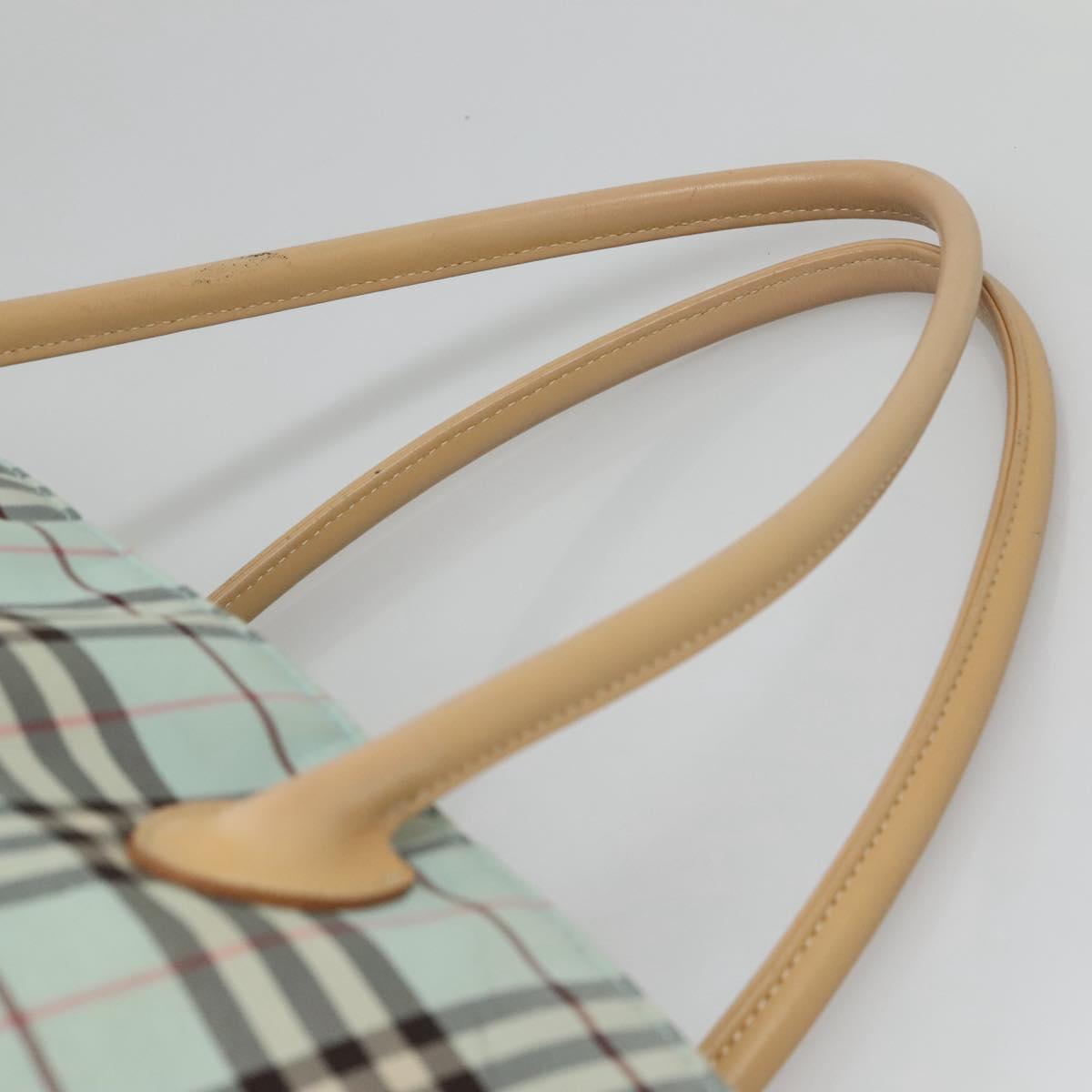 BURBERRY Nova Check Blue Label Tote Bag Nylon Light Blue Auth 130996