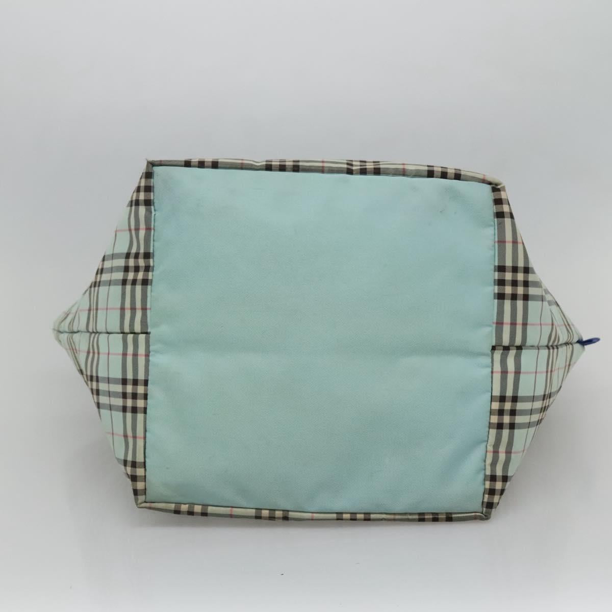 BURBERRY Nova Check Blue Label Tote Bag Nylon Light Blue Auth 130996