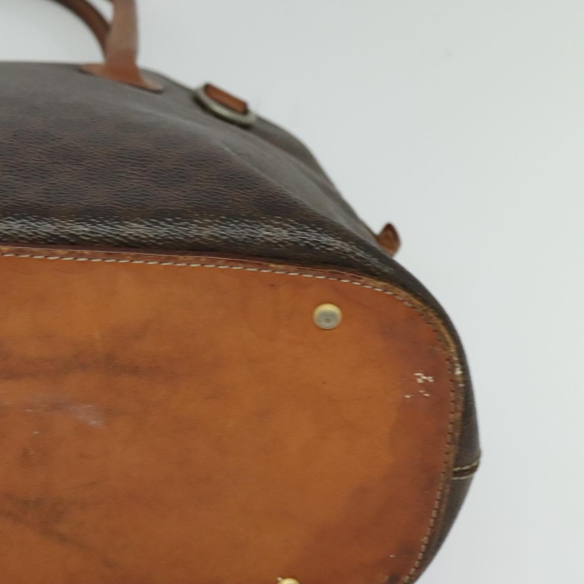 CELINE Macadam Canvas Hand Bag PVC Leather 2way Brown Gold Auth 131004