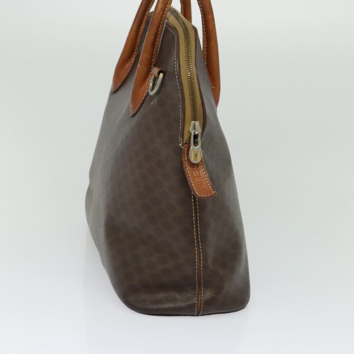 CELINE Macadam Canvas Hand Bag PVC Leather 2way Brown Gold Auth 131004