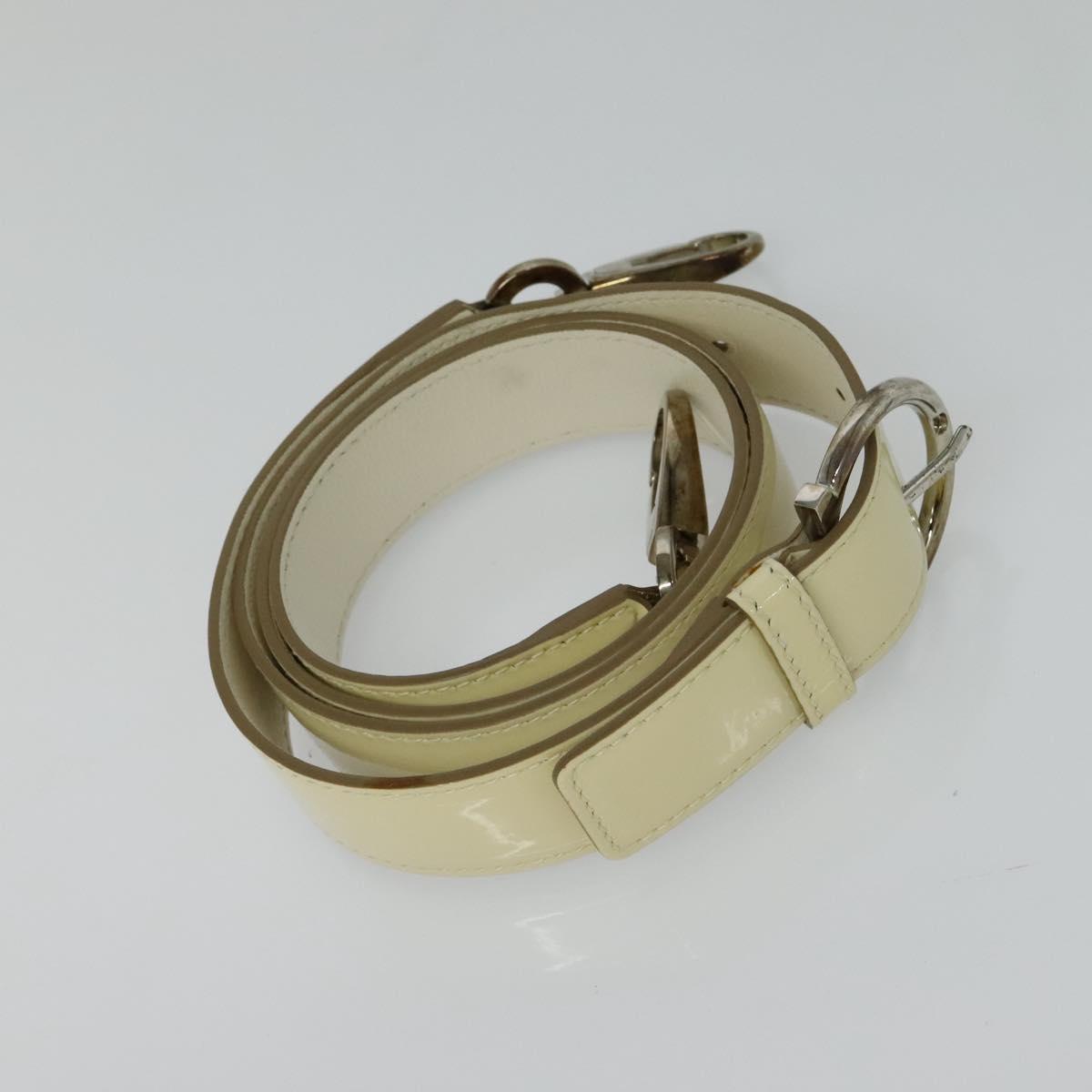 Salvatore Ferragamo Gancini Hand Bag Enamel 2way Ivory Silver gold Auth 131006