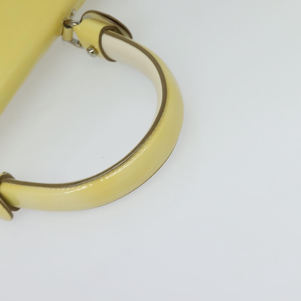 Salvatore Ferragamo Gancini Hand Bag Enamel 2way Ivory Silver gold Auth 131006