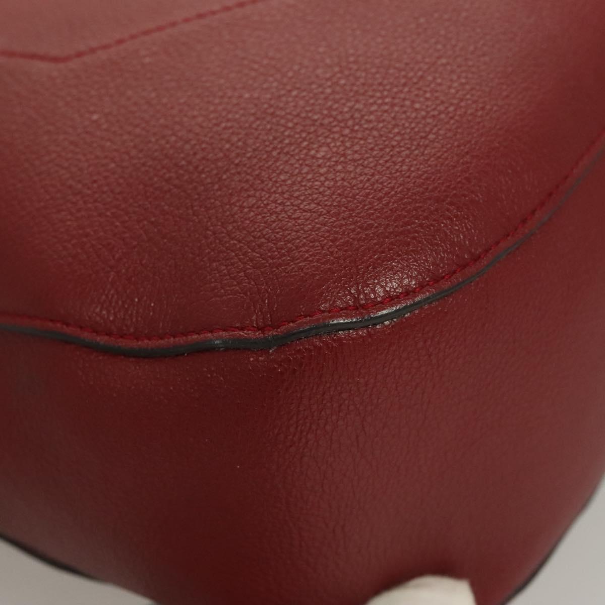 BALLY Shoulder Bag Leather 2way Red Silver Auth 131007