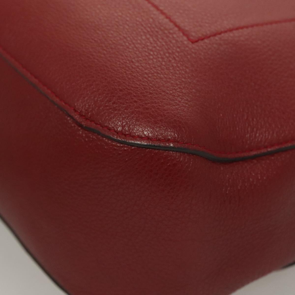 BALLY Shoulder Bag Leather 2way Red Silver Auth 131007