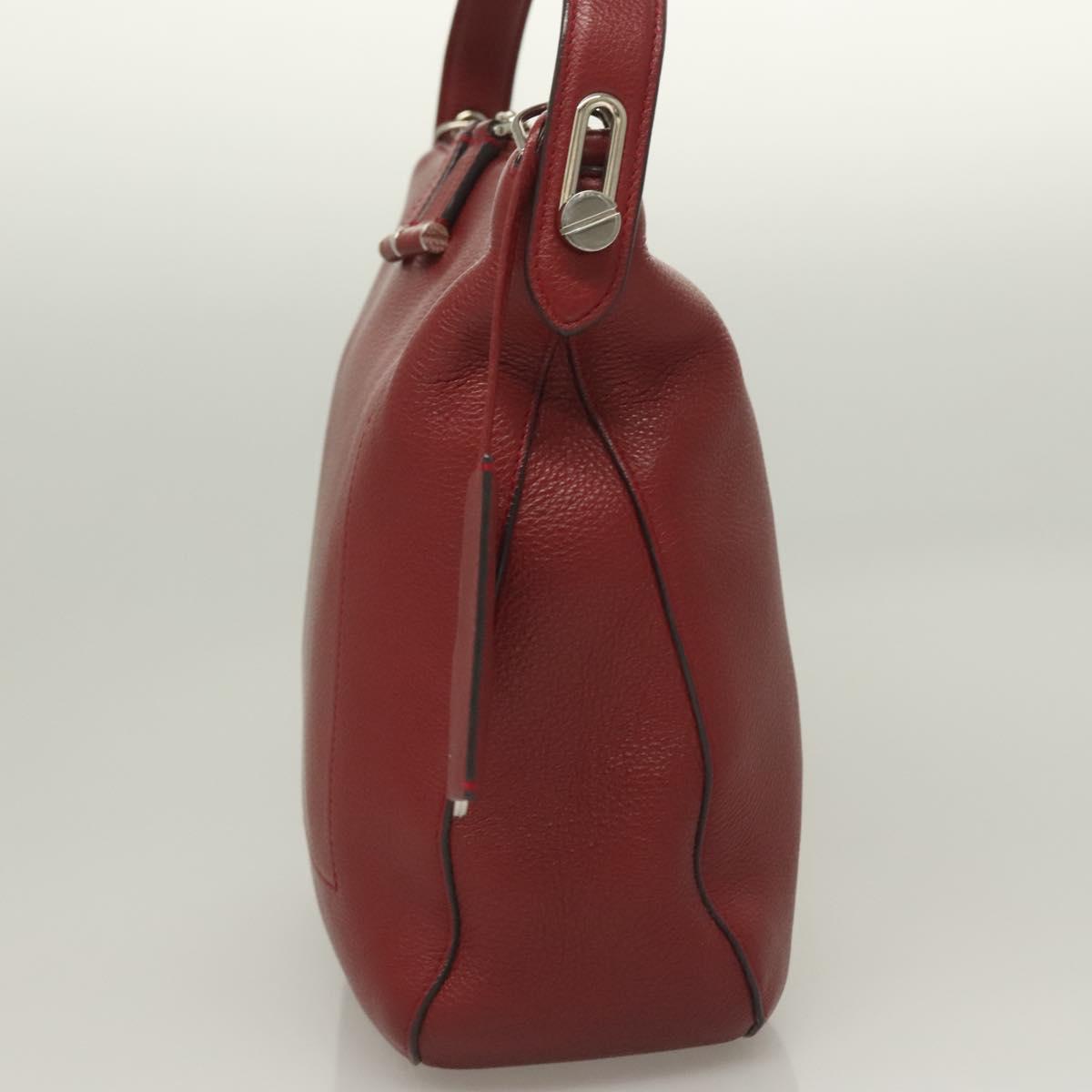 BALLY Shoulder Bag Leather 2way Red Silver Auth 131007