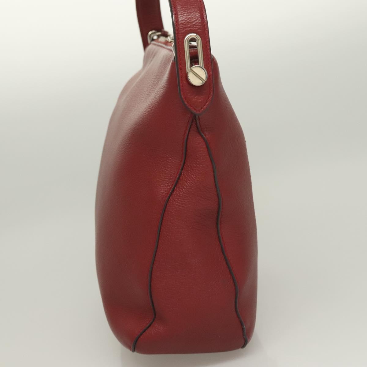 BALLY Shoulder Bag Leather 2way Red Silver Auth 131007