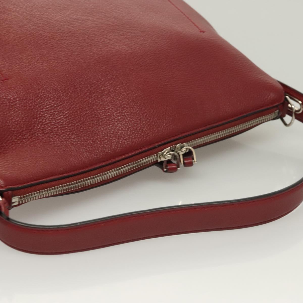 BALLY Shoulder Bag Leather 2way Red Silver Auth 131007