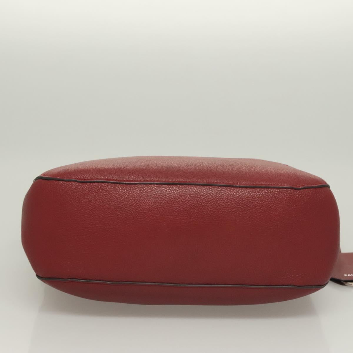 BALLY Shoulder Bag Leather 2way Red Silver Auth 131007