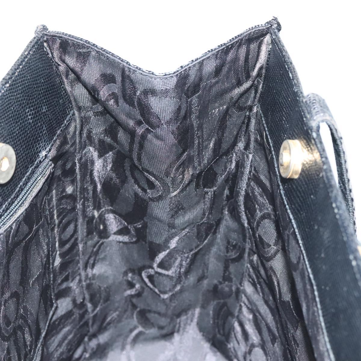 Salvatore Ferragamo Vala Tote Bag Leather Black Gold Auth 131008