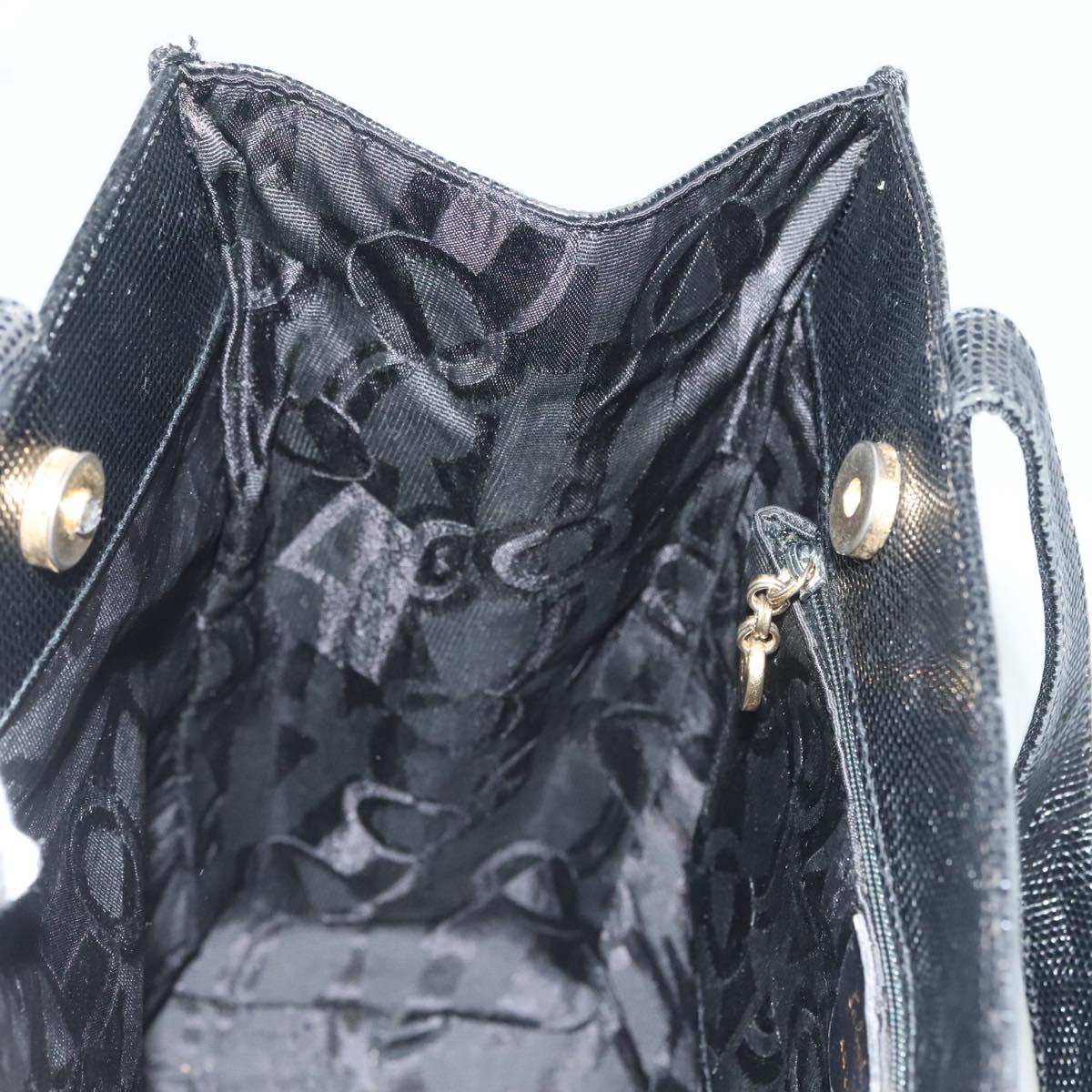 Salvatore Ferragamo Vala Tote Bag Leather Black Gold Auth 131008