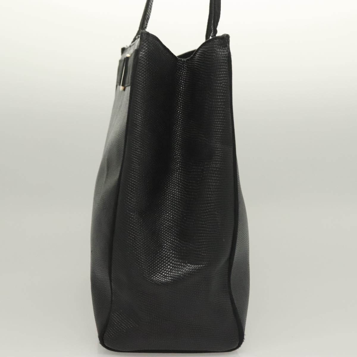 Salvatore Ferragamo Vala Tote Bag Leather Black Gold Auth 131008