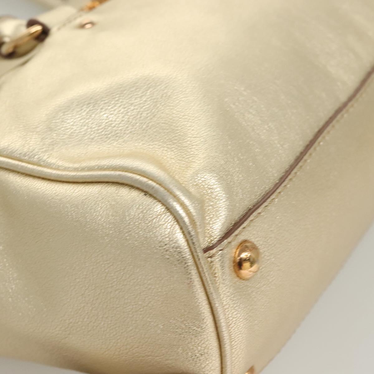 Salvatore Ferragamo Gancini Tote Bag Leather Gold Tone Gold Auth 131050