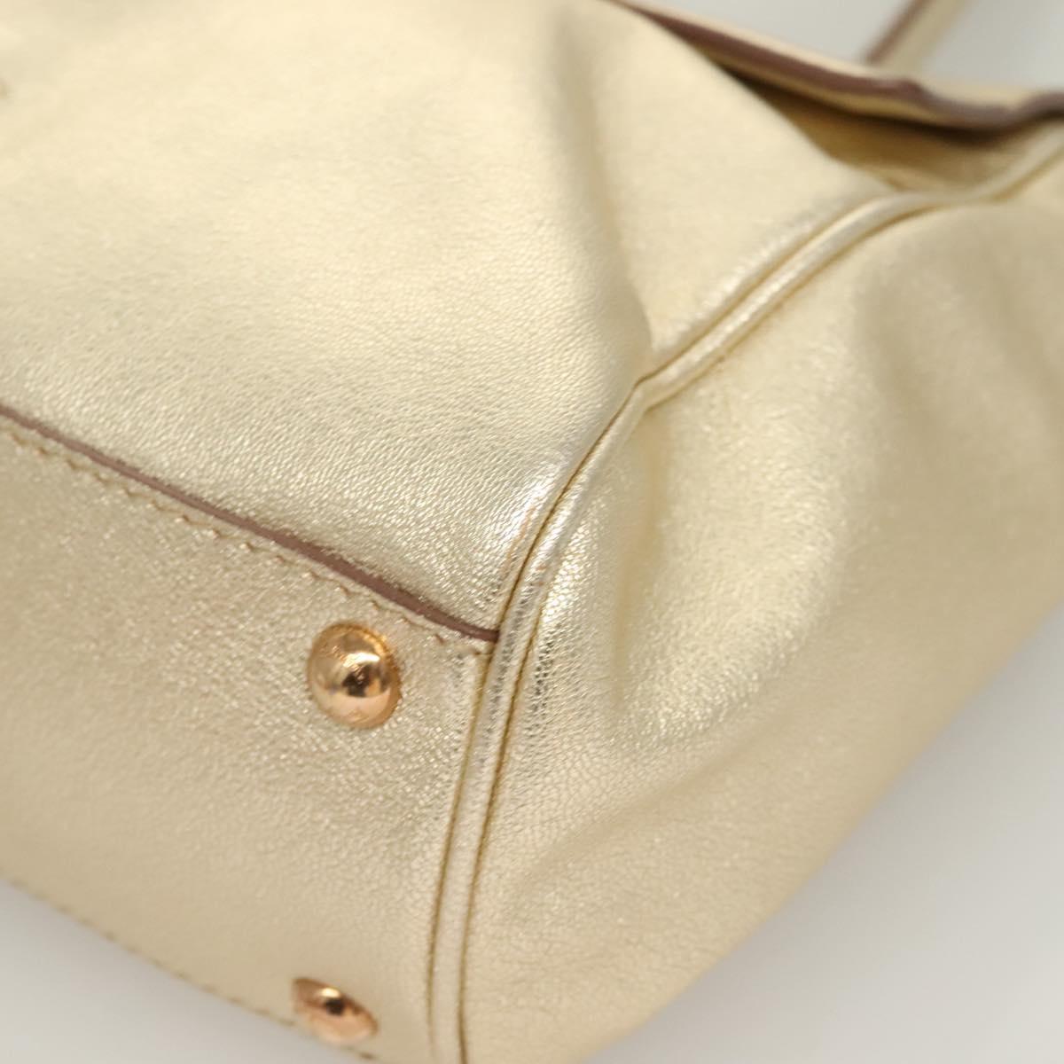 Salvatore Ferragamo Gancini Tote Bag Leather Gold Tone Gold Auth 131050