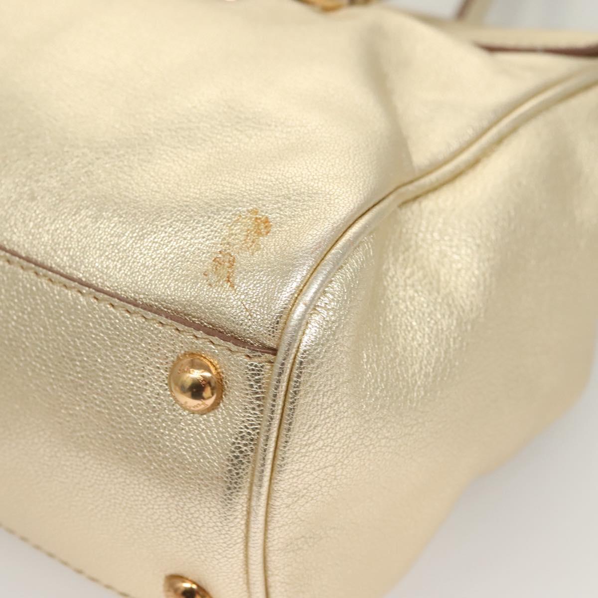 Salvatore Ferragamo Gancini Tote Bag Leather Gold Tone Gold Auth 131050
