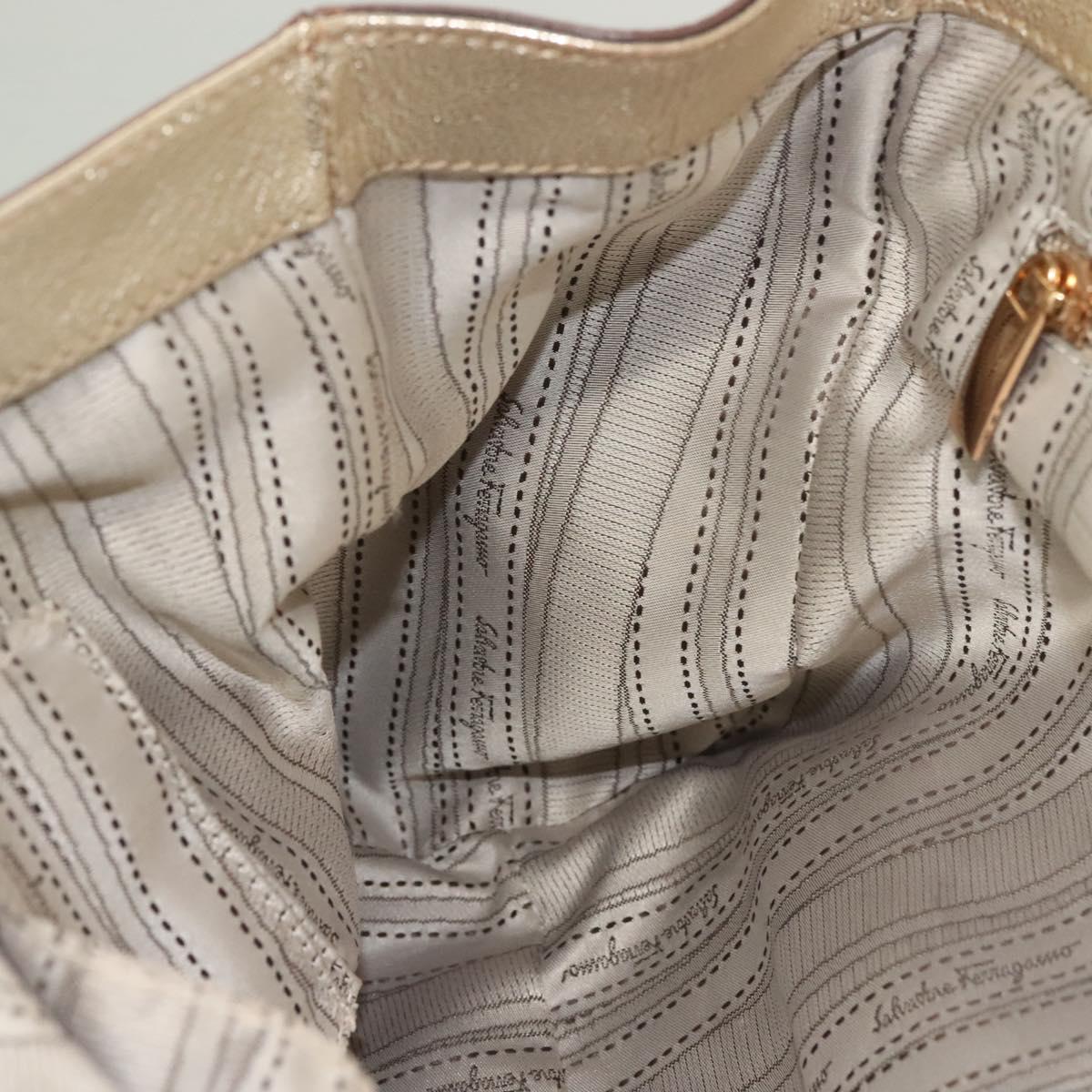 Salvatore Ferragamo Gancini Tote Bag Leather Gold Tone Gold Auth 131050