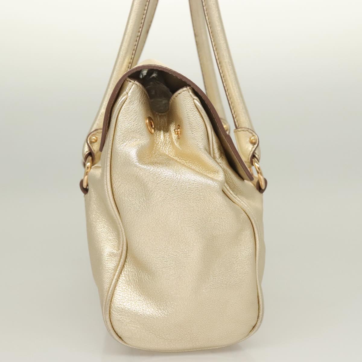 Salvatore Ferragamo Gancini Tote Bag Leather Gold Tone Gold Auth 131050