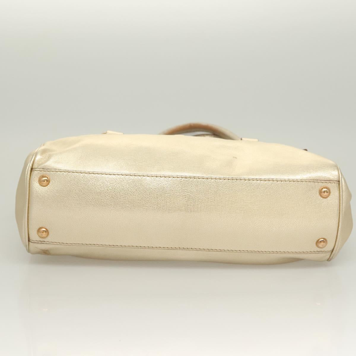 Salvatore Ferragamo Gancini Tote Bag Leather Gold Tone Gold Auth 131050