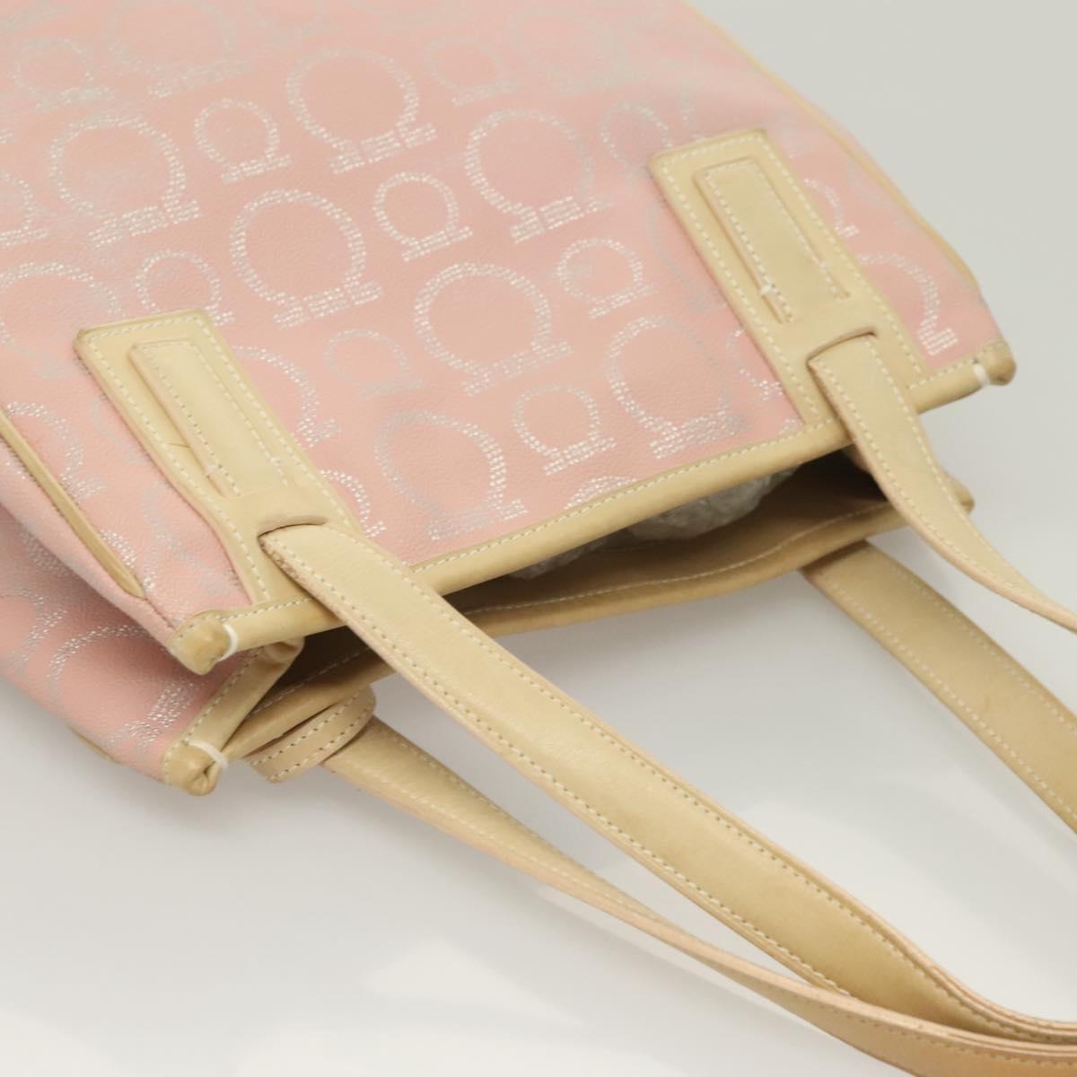 Salvatore Ferragamo Gancini Hand Bag Leather Pink Silver Auth 131052