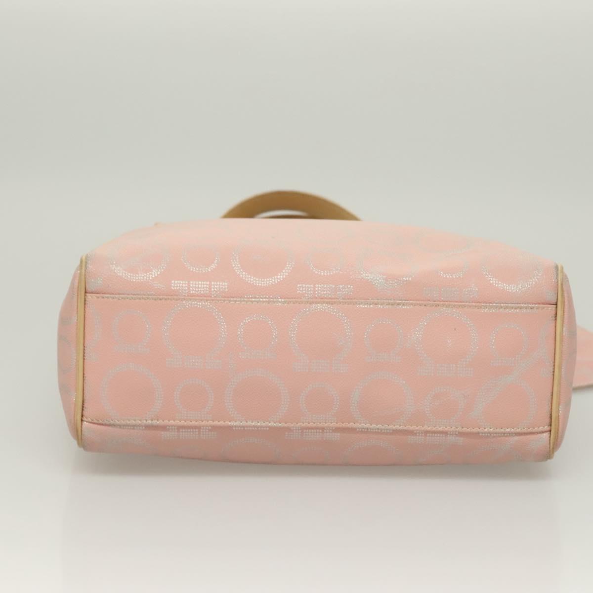 Salvatore Ferragamo Gancini Hand Bag Leather Pink Silver Auth 131052