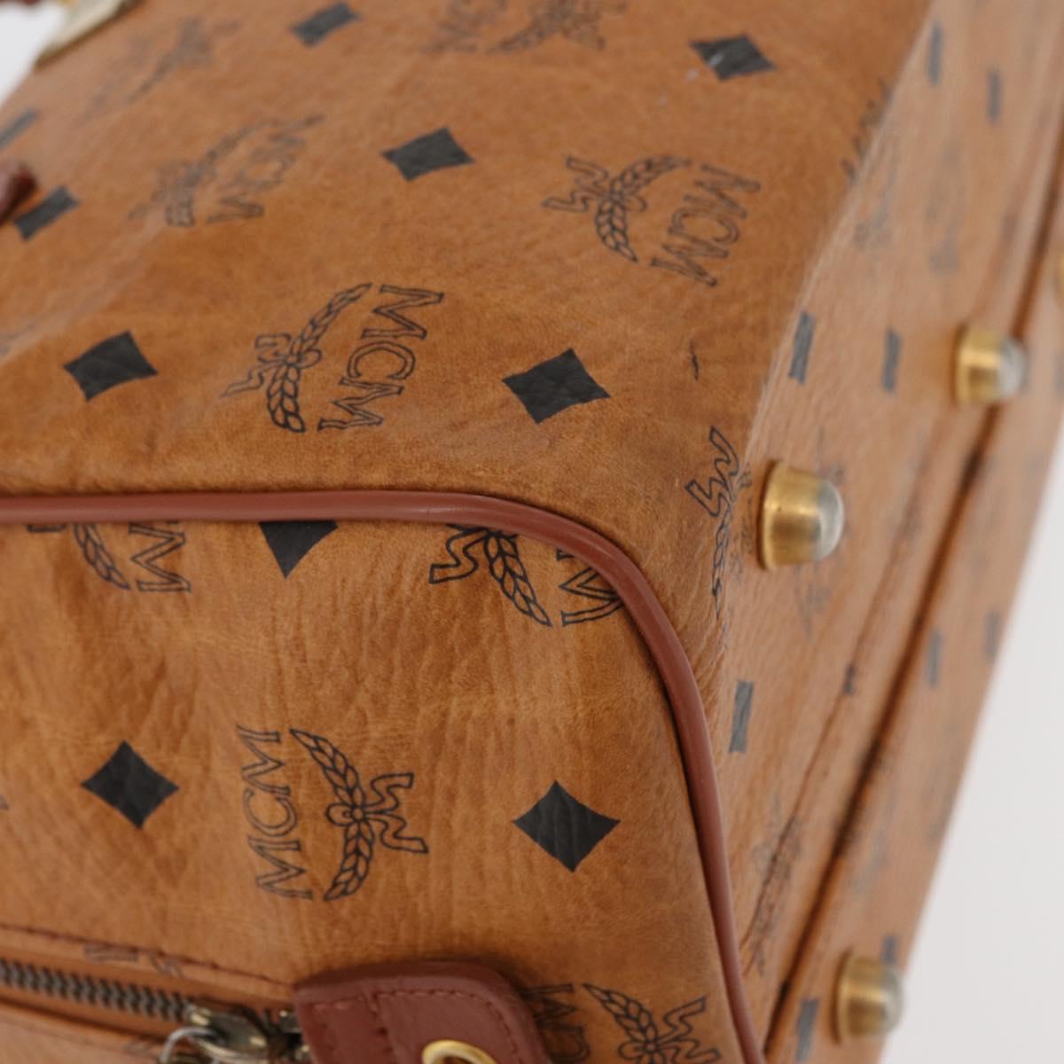MCM Logogram Vicetos Hand Bag PVC Leather Brown Gold Auth 131058