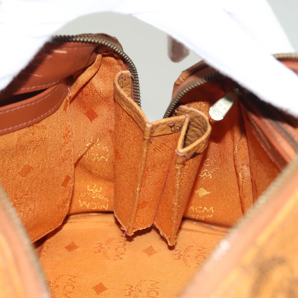 MCM Logogram Vicetos Hand Bag PVC Leather Brown Gold Auth 131058