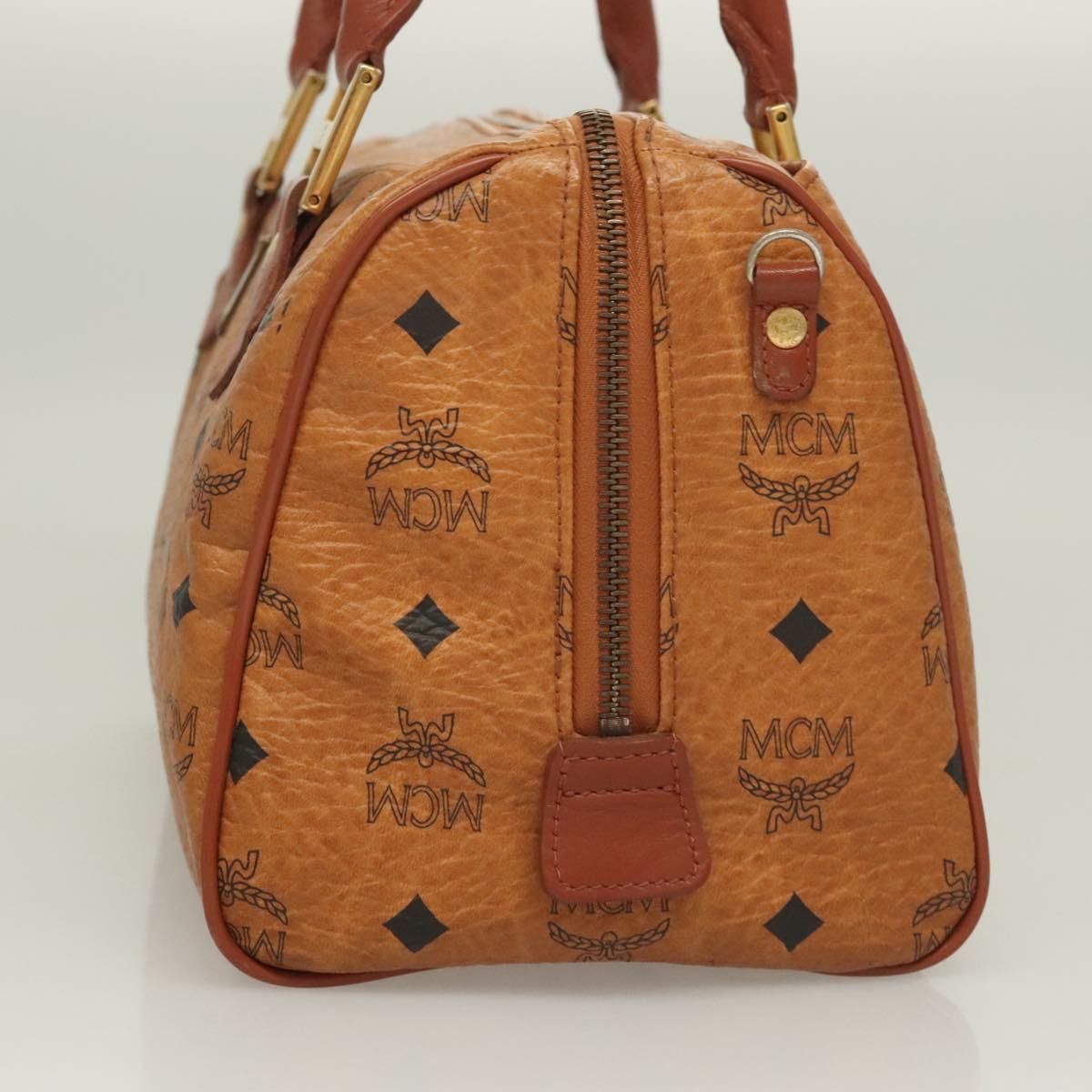 MCM Logogram Vicetos Hand Bag PVC Leather Brown Gold Auth 131058