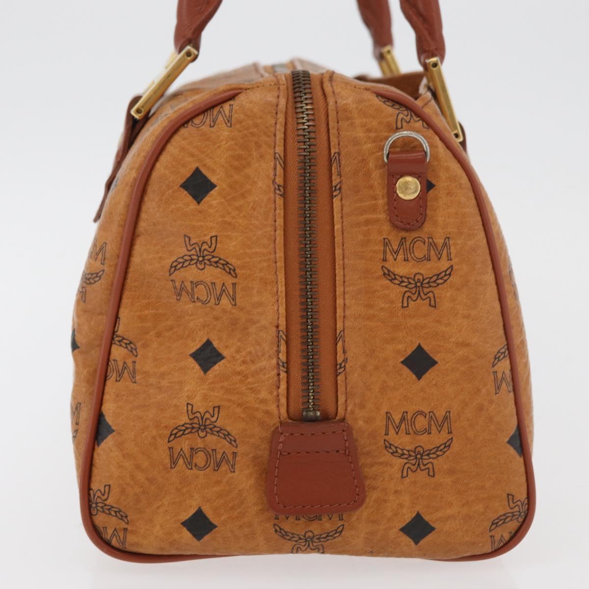 MCM Logogram Vicetos Hand Bag PVC Leather Brown Gold Auth 131058