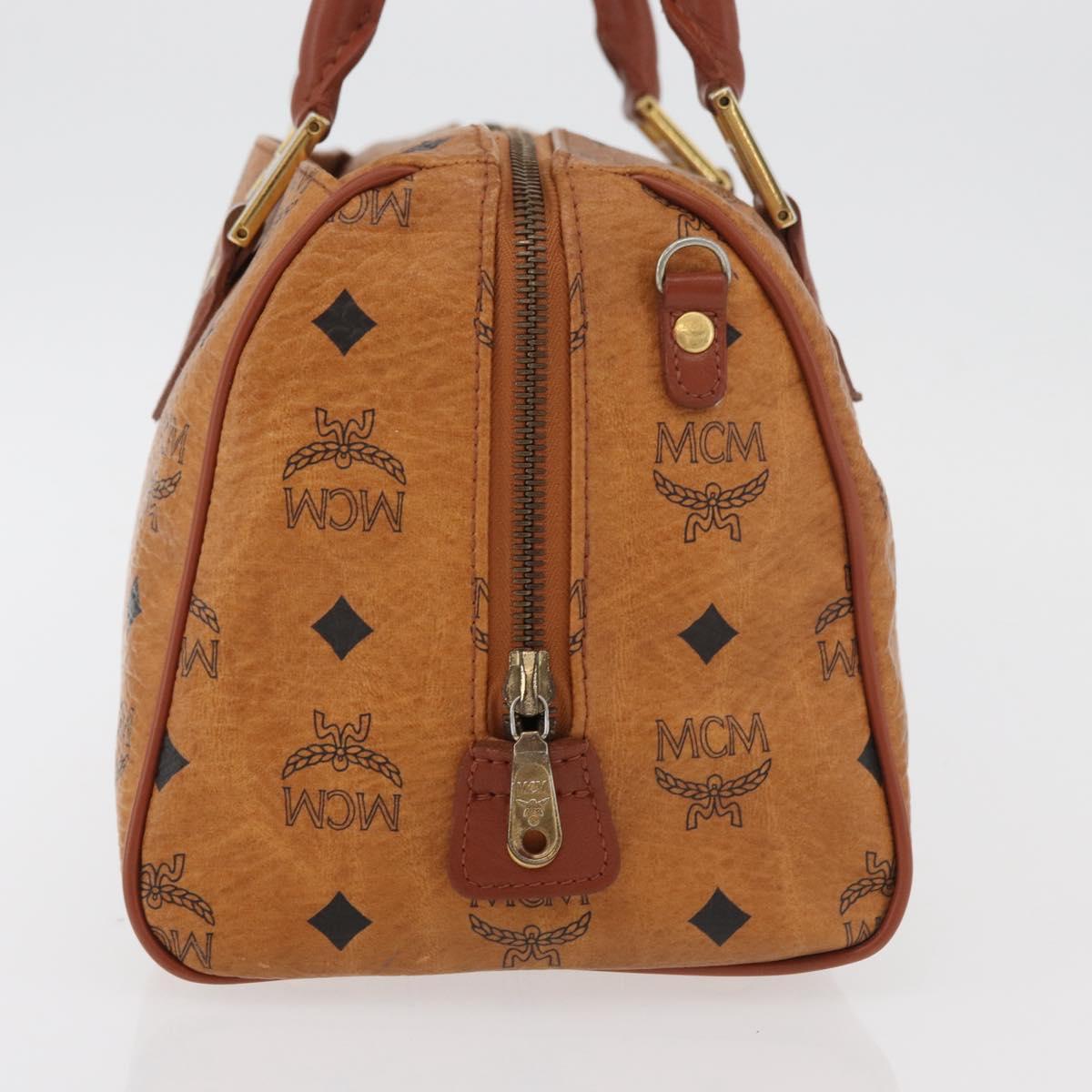 MCM Logogram Vicetos Hand Bag PVC Leather Brown Gold Auth 131058