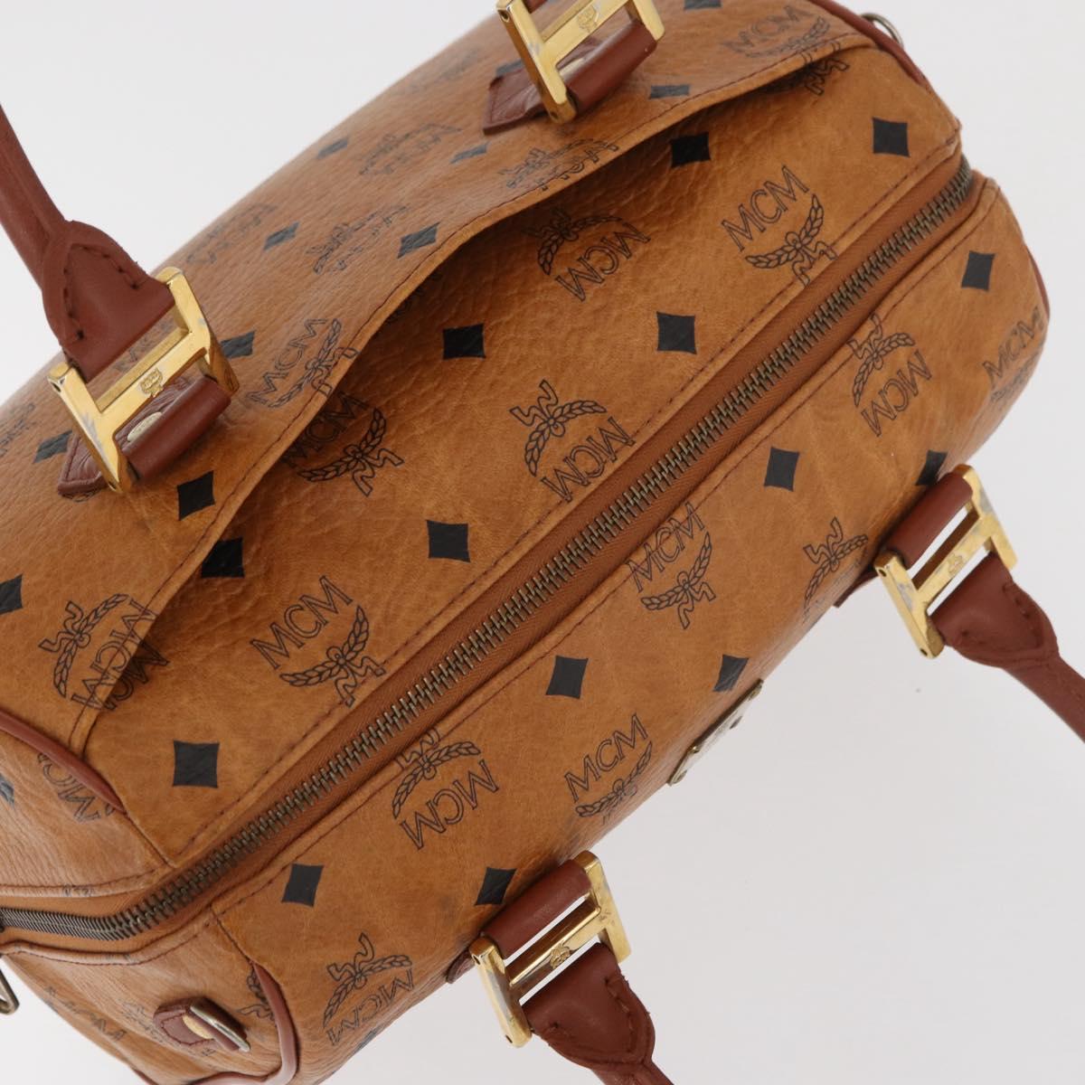 MCM Logogram Vicetos Hand Bag PVC Leather Brown Gold Auth 131058