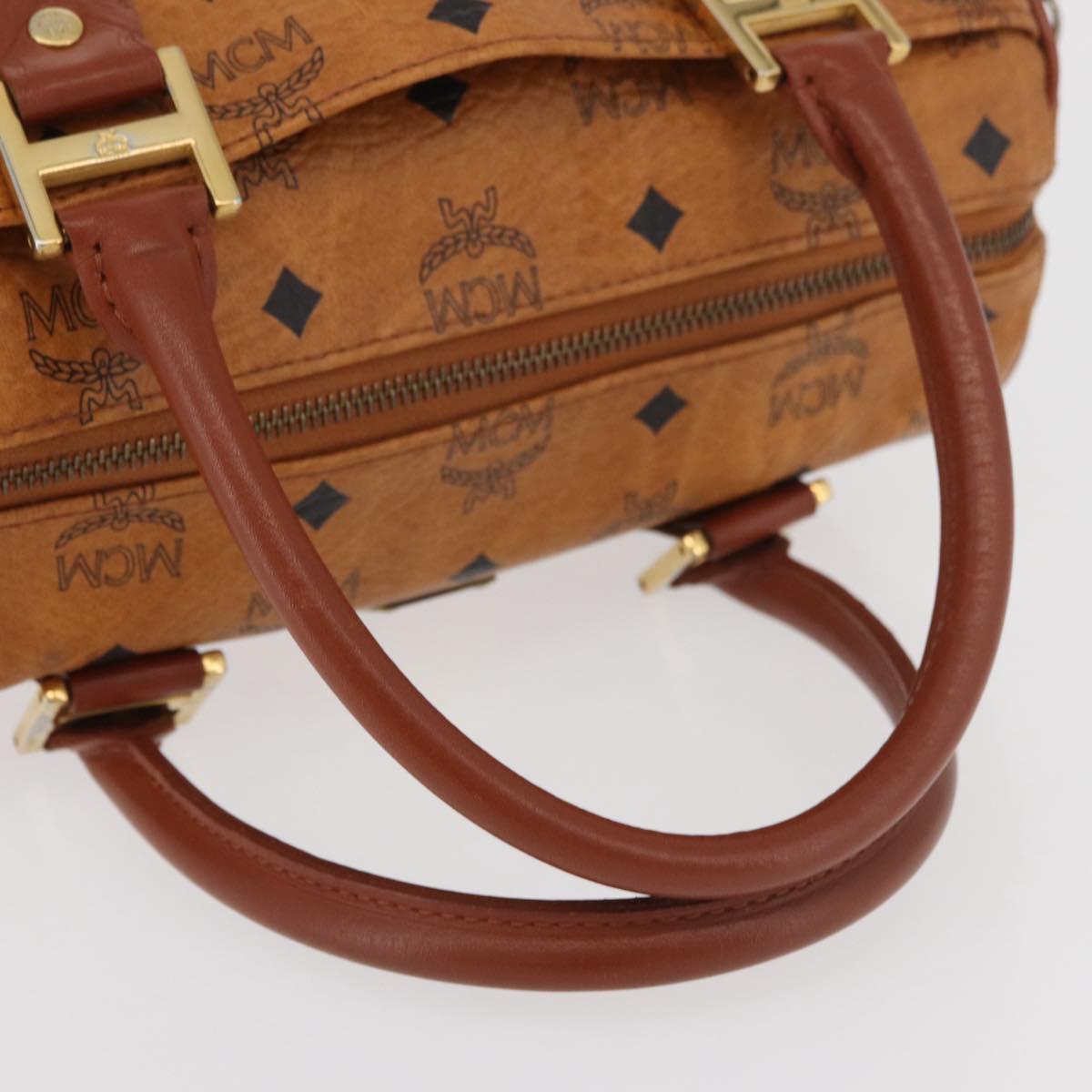 MCM Logogram Vicetos Hand Bag PVC Leather Brown Gold Auth 131058