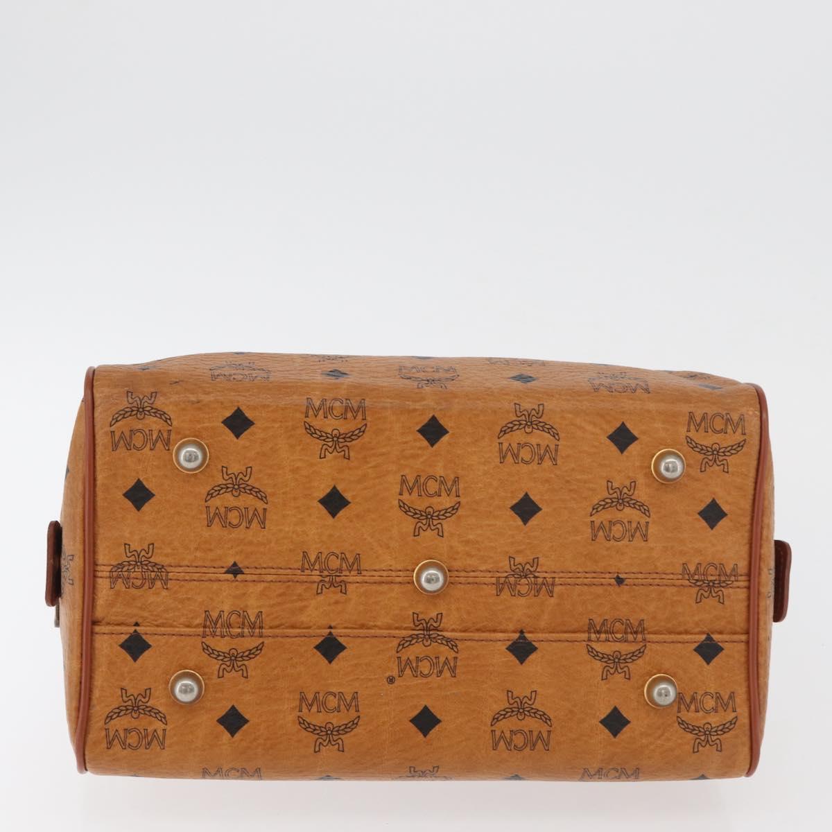 MCM Logogram Vicetos Hand Bag PVC Leather Brown Gold Auth 131058