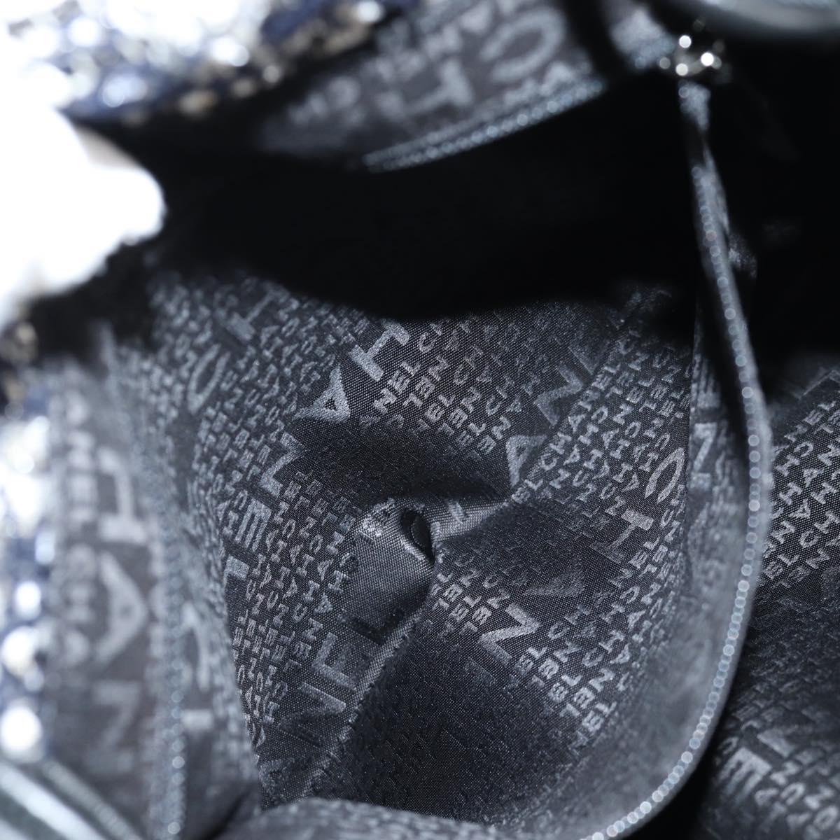 CHANEL Chain Shoulder Bag Tweed Black Silver CC Auth 131083SM