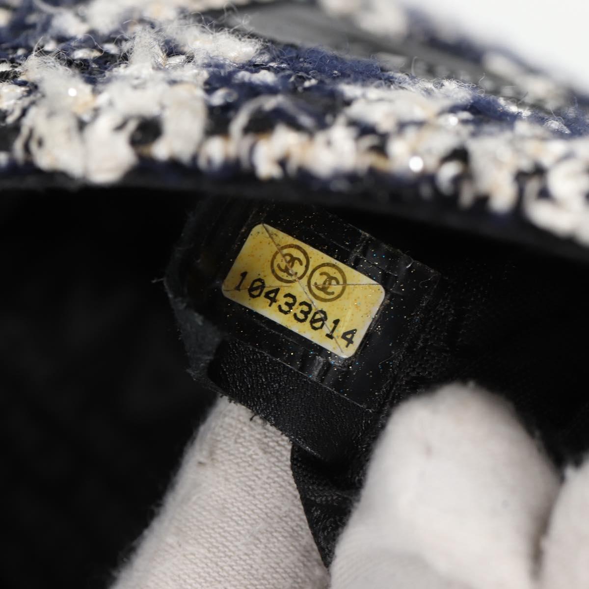 CHANEL Chain Shoulder Bag Tweed Black Silver CC Auth 131083SM