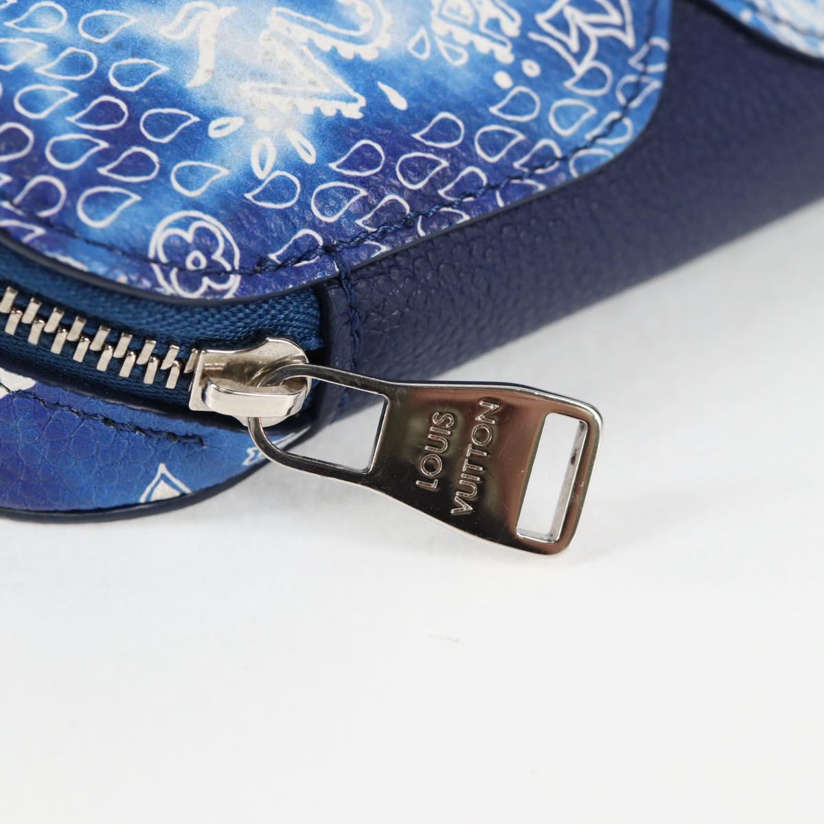 LOUIS VUITTON Bandana Etui Lunet GM Glasses Case Blue GI0764 Auth 131099M
