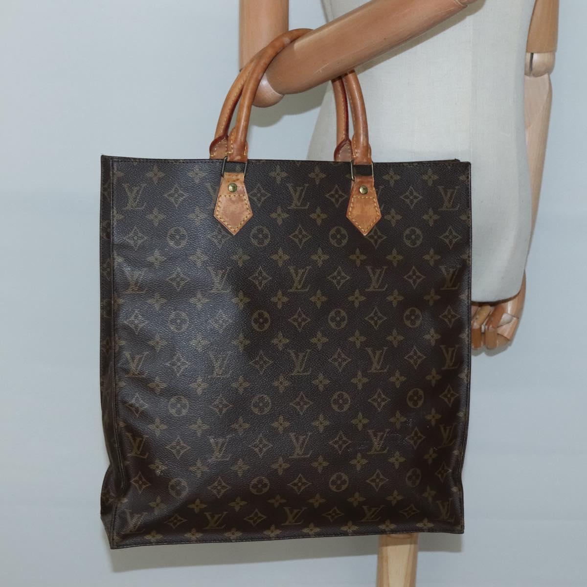LOUIS VUITTON Monogram Sac Plat Hand Bag M51140 LV Auth 131110